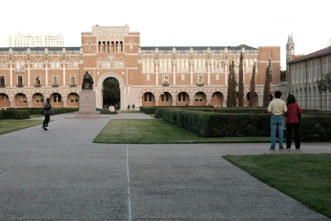 Rice University Houston campus with Spanish Renaissance architecture on a sunny day